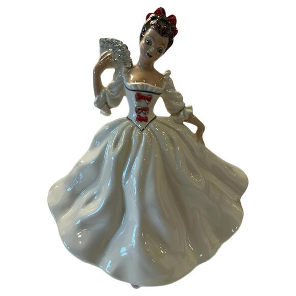 Vintage 1981 Jamar of California Ceramic Victorian Lady Ann – Red Bows